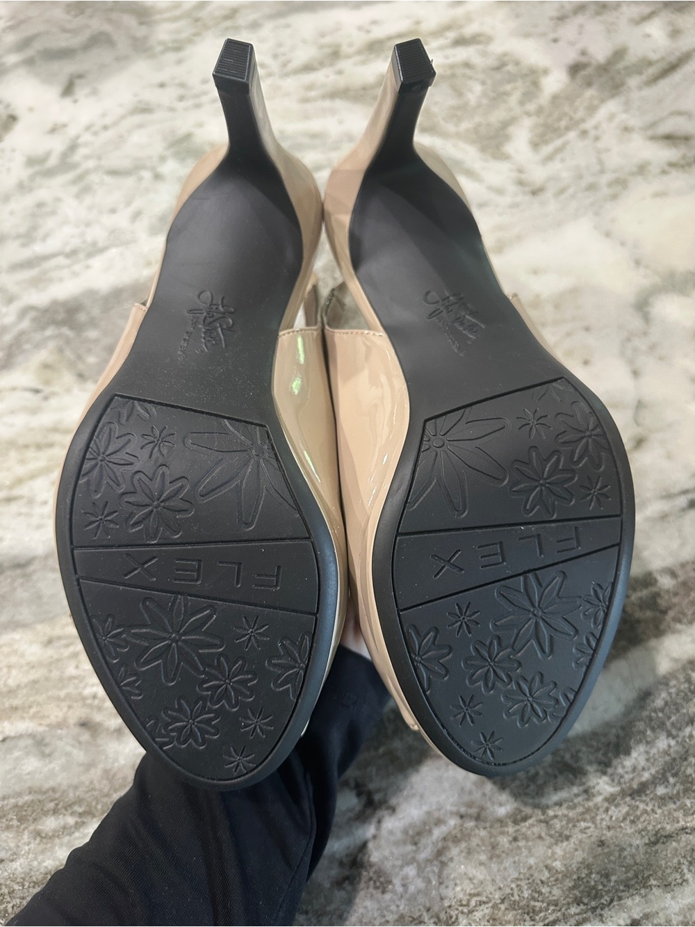 LifeStride Invest Taupe Patent Peep-Toe Slingback Heels - Picture 6 of 6